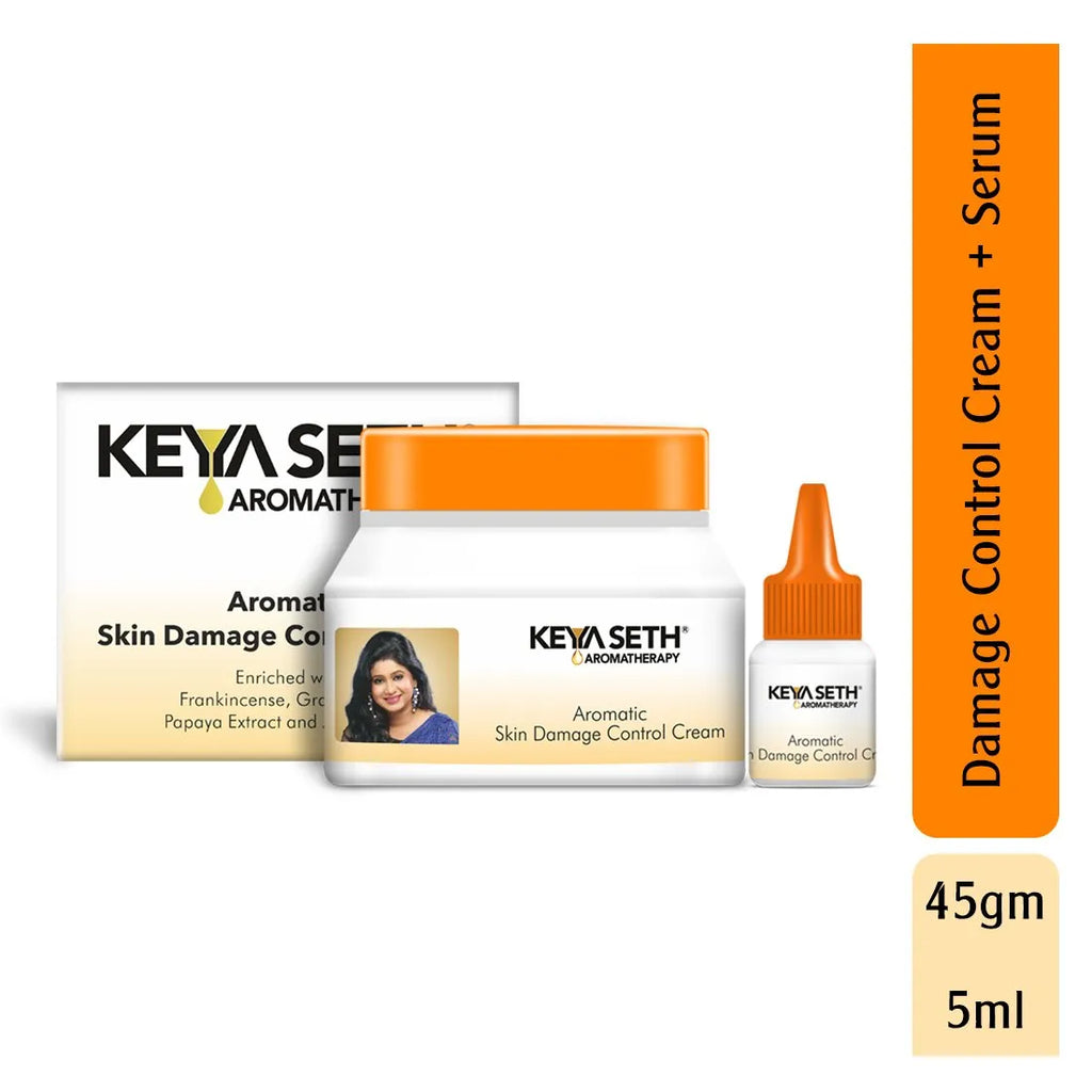 Skin Damage Control Cream + Serum-Repairs Skin Damage Suntan & Pollution, Fights Dullness-Uneven Skin Tone with Papaya Extract & Jojoba Oil