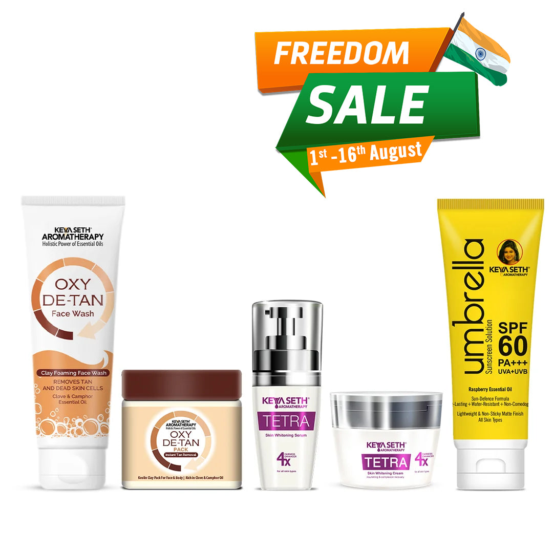 Tan Removal Skincare Routine – Facewash, Serum, Face Pack & SPF 60 to Exfoliate, Brighten, Fade Tan, Dark Spots & Protect from Sun Damage
