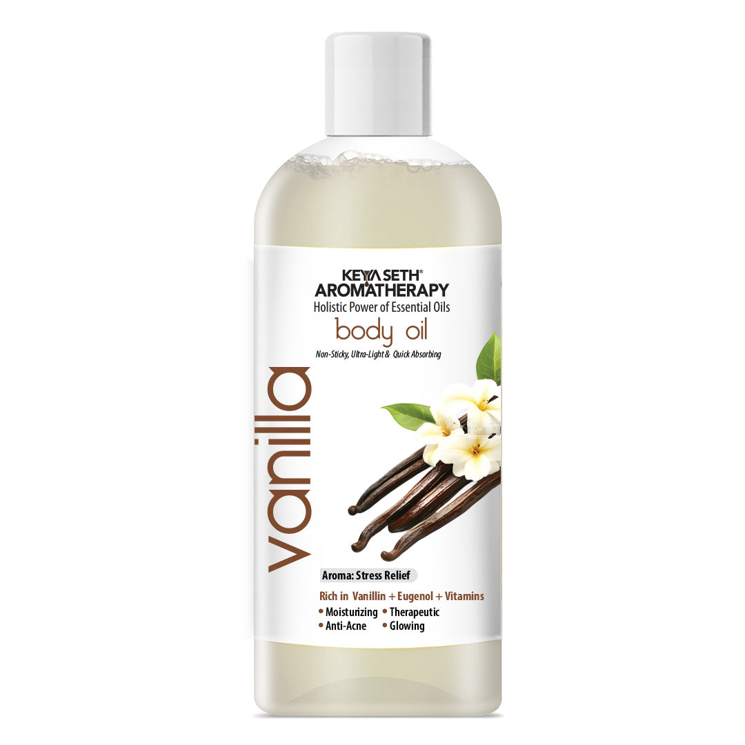 Vanilla Body Oil - Moisturizing, Nourishing, Anti-Acne For Glowing Skin; Non Sticky, Quick-Absorbing