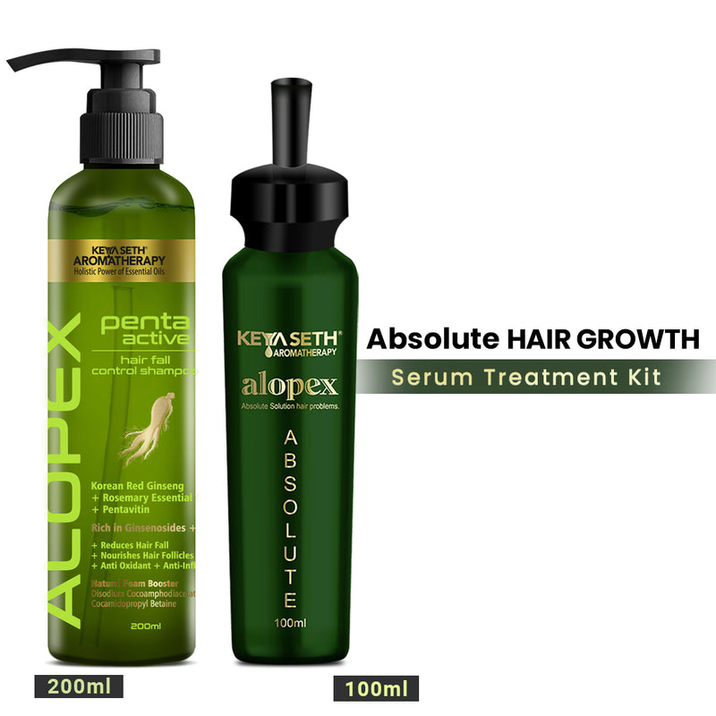 Absolute Hair Growth Serum Kit–Shampoo & Solution with Biotin, Rosemary & Ginseng - Keya Seth Aromatherapy