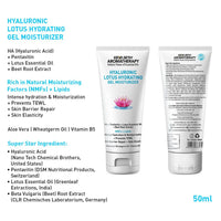 Hyaluronic Lotus Hydrating Gel Moisturizer, Pentavitin + Beet Root Extract, NMFs + Lipids, Intense Moisturization & Skin Barrier Repair - Keya Seth Aromatherapy