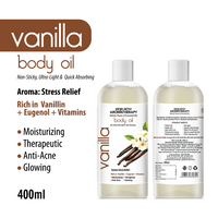 Vanilla Body Oil - Moisturizing, Nourishing, Anti-Acne For Glowing Skin; Non Sticky, Quick-Absorbing