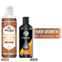 Hair Growth Oil Treatment Kit – Moisture Boost Shampoo & Alopex Long N Strong Hair Oil with Rosemary, Tea Tree, Honey & Provitamin B5 for Hydration, Strength & Hair Growth - Keya Seth Aromatherapy