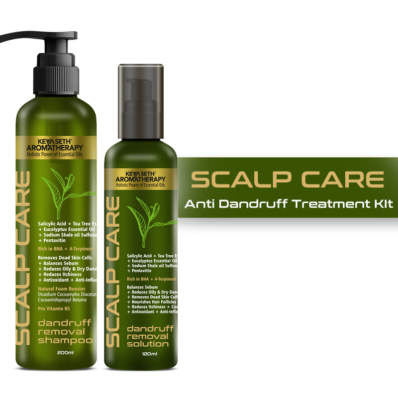 Anti Dandruff Treatment Kit–Shampoo & Solution with Salicylic, Tea Tree & Pentavitin - Keya Seth Aromatherapy