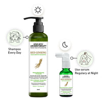 Korean Hair Growth Serum Treatment Kit – Mild Foaming Shampoo & Hair Serum with Red Ginseng, Caffeine, Pentavitin & Vitamin E for Hair Fall Control, DHT Block & Scalp Nourishment - Keya Seth Aromatherapy