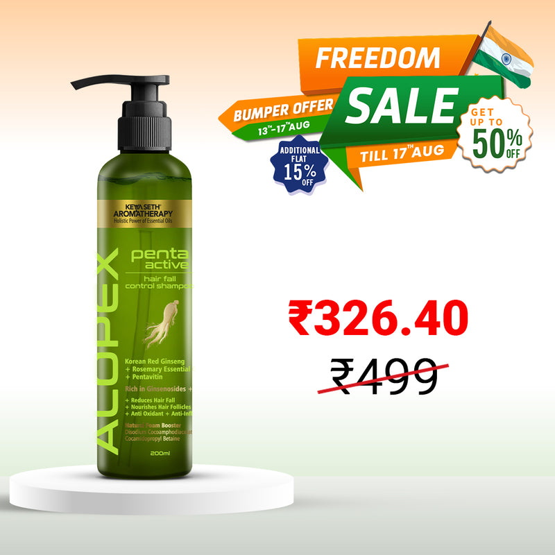 Alopex Penta Active Hair Fall Control Shampoo with Biotin & Pro-Vitamin B5- Promotes New Hair Growth & Reduces Hair Loss, For Men & Women - Keya Seth Aromatherapy