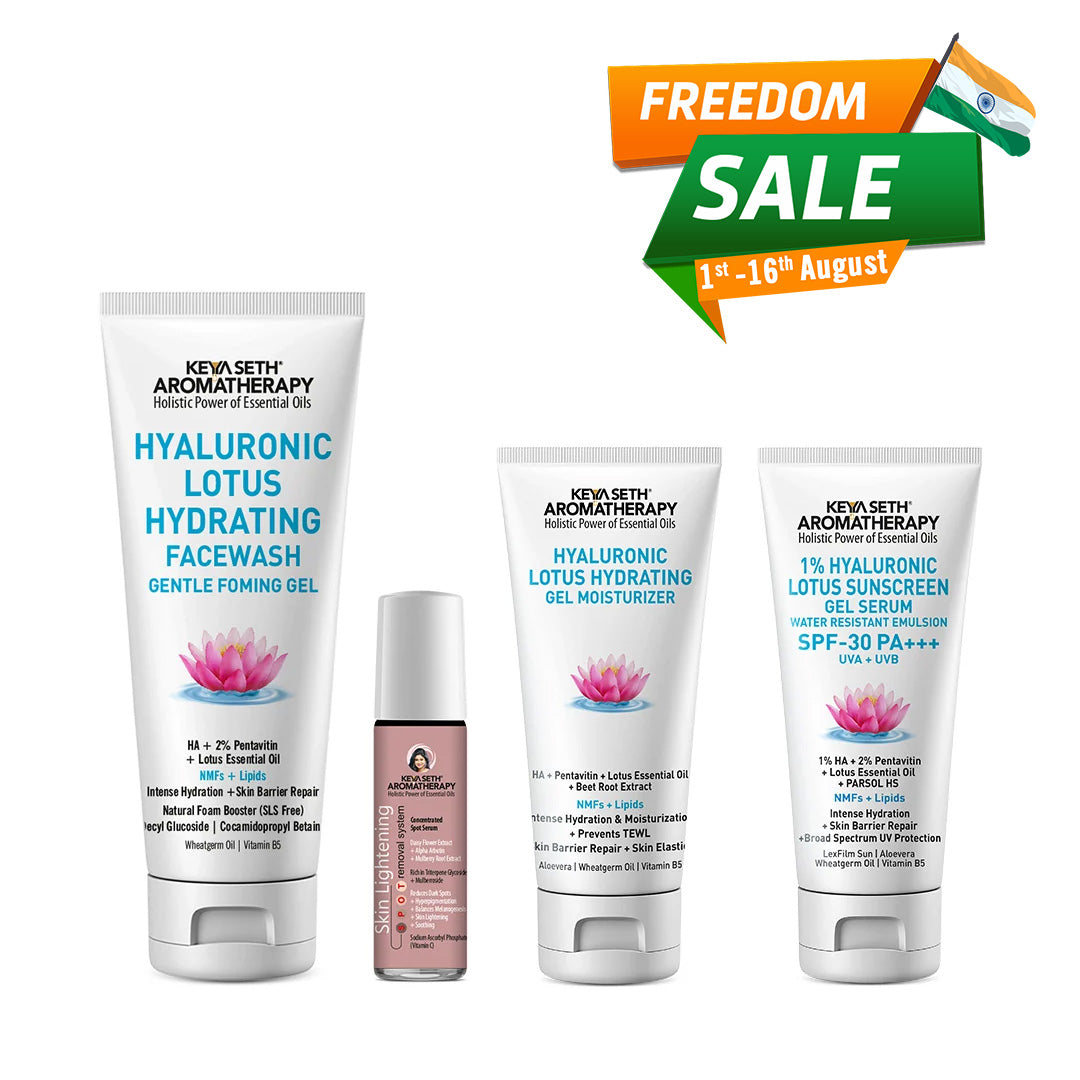 Daily Skincare Routine for Spot Removal & Hydration – Facewash, Serum, Moisturizer, SPF 30 Sunscreen With Hyaluronic Acid, Daisy Flower, Alpha Arbutin, Beetroot Extract, Mulberry Root Extract, Vitamin C & B5 to Fade Dark Spots, Scars & Even Skin Tone