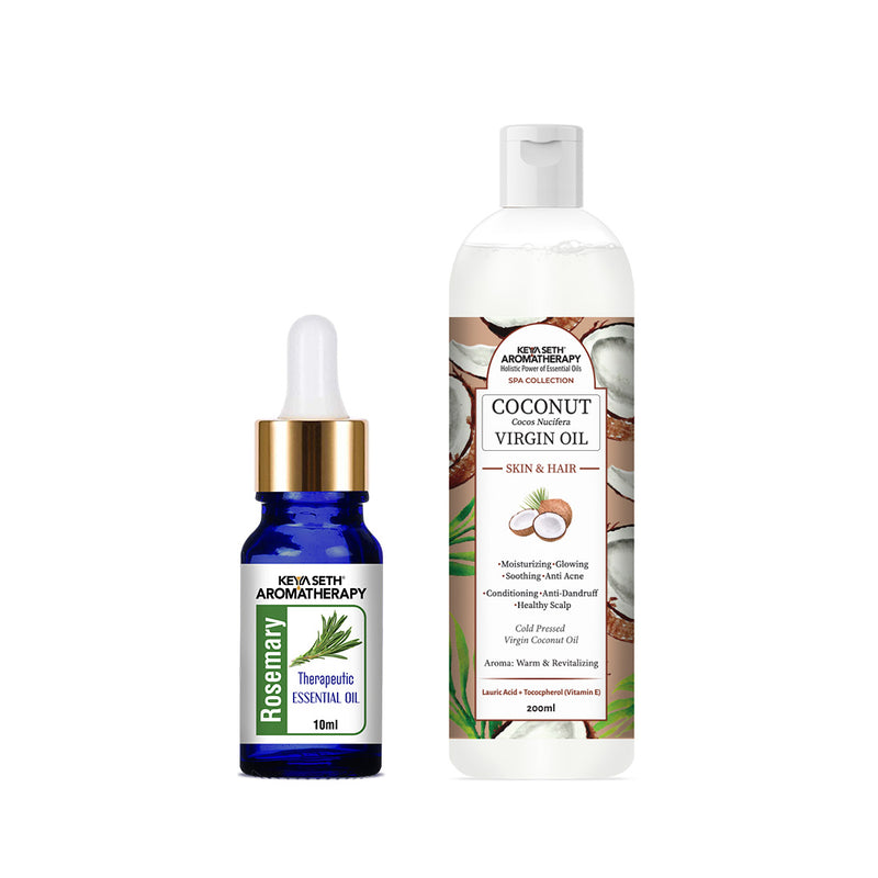 Rosemary Essential Oil DIY Hair Growth Kit for Hair Regrowth, Dandruff Control, Scalp Nourishment, Itchy Scalp Relief & Frizz Reduction - Keya Seth Aromatherapy