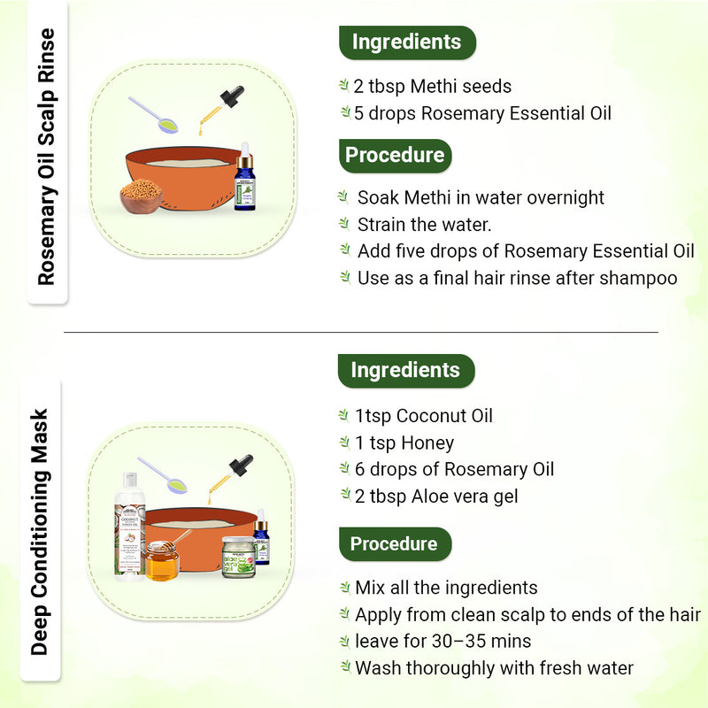 Rosemary Essential Oil DIY Hair Growth Kit for Hair Regrowth, Dandruff Control, Scalp Nourishment, Itchy Scalp Relief & Frizz Reduction - Keya Seth Aromatherapy