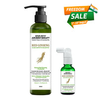Korean Hair Growth Serum Treatment Kit – Mild Foaming Shampoo & Hair Serum with Red Ginseng, Caffeine, Pentavitin & Vitamin E for Hair Fall Control, DHT Block & Scalp Nourishment - Keya Seth Aromatherapy