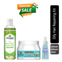 Oily Hair Repair Kit: Lemon & Lavender Shampoo, Jojoba & Rosemary Hair Spa & Aromatic Serum for Balanced, Voluminous & Frizz-Free Hair - Keya Seth Aromatherapy