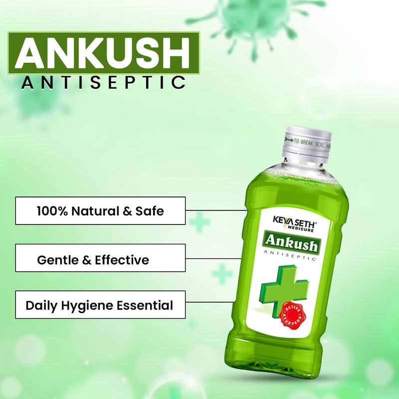 Ankush Ayurvedic Antiseptic Liquid, No Burning Sensation for First Aid & Personal Hygiene, Enriched with Neem, Tulsi, Lavender & Rose Essential Oil - Keya Seth Aromatherapy