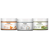 Tricolour Powder Face Pack Combo: Orange Peel, Kaolin & Moringa Powders for Skin Brightening, Oil Control, Detoxification For Fresh, Radiant-Looking Complexion - Keya Seth Aromatherapy