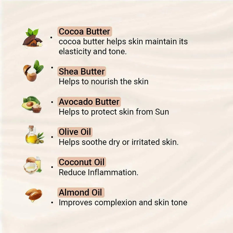 Lab Fresh Cocoa Body Butter with Almond & Coconut Oil for 24hrs Moisturization, Heals Softens Relieves Rough, Dry Skin for Men & Women All Skin Types