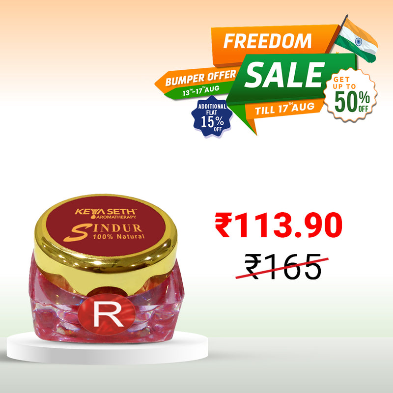 100% Natural Dust Sindoor Red with Herbs Extracts & Floral Pigments Kumkum, No side Effects & No Hair Fall - Keya Seth Aromatherapy