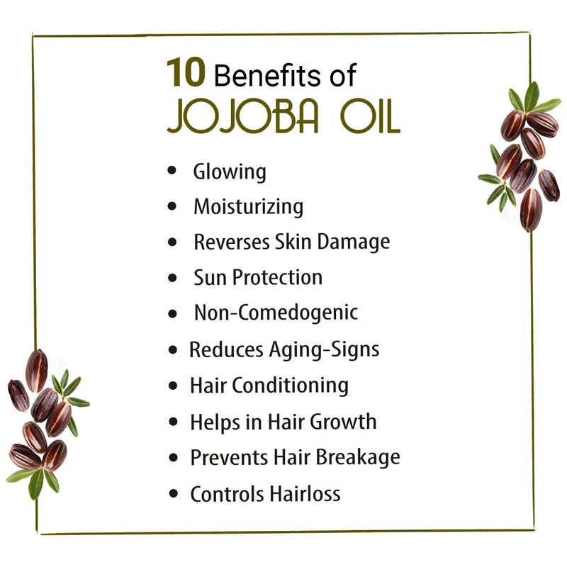 Jojoba Oil for Face, Body & Hair – Moisturizing, Anti-Aging, Breakout & Sunburn Care, Hair Growth with Flavonoids, Vitamin A & E - Keya Seth Aromatherapy