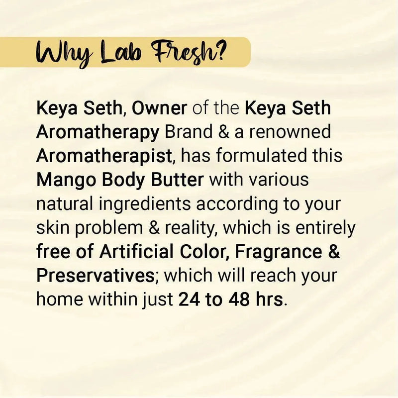 Lab Fresh Mango Body Butter Enriched with Rose & Geranium Oil for Long Last Moisturization & Nourishment for Men & Women All Skin Types