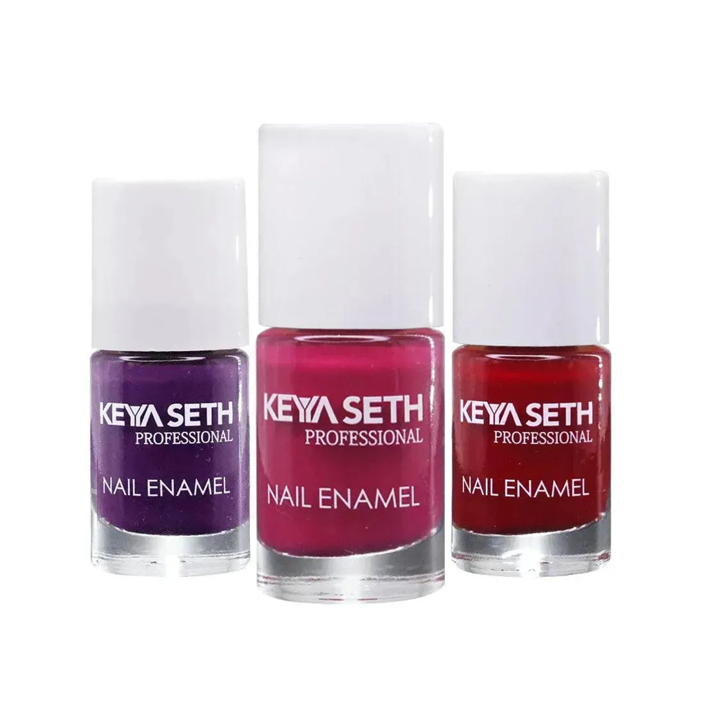 Grape Love + Flamingo + Crimson  Long Wear Nail Enamel Enriched with Vitamin E & Argan Oil, Nail Polish, Nail Care, Keya Seth Aromatherapy