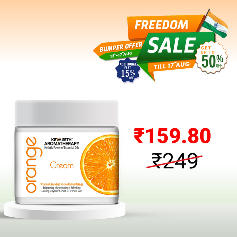 Skin Defence Orange Cream- Light Moisturizing, Quick Absorbing, Skin Repairs & Rejuvenation Enriched with Pure Orange Essential Oil and Vitamin C - Keya Seth Aromatherapy