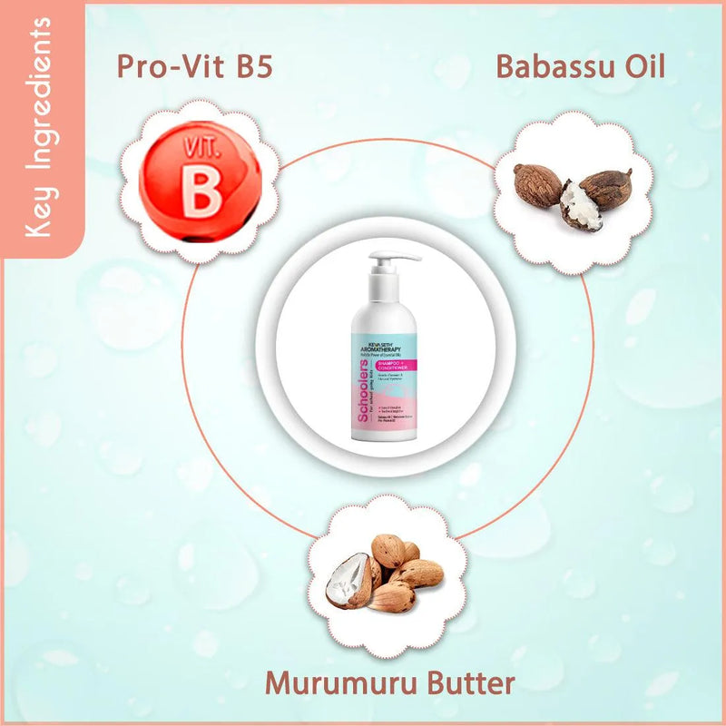 Schoolers Kids Shampoo & Conditioner for Soft & Shining Hair. No sulfate & paraben