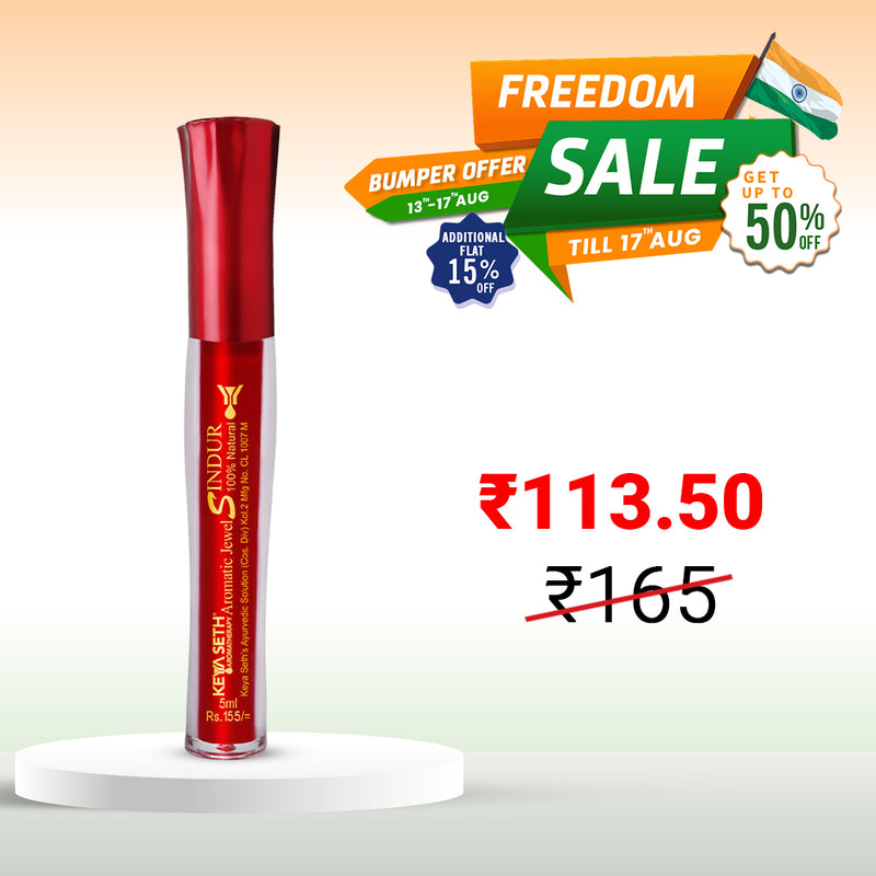 Aromatic 100% Natural Liquid Sindoor (Red) - Long lasting & Waterproof with Floral Pigment - Keya Seth Aromatherapy