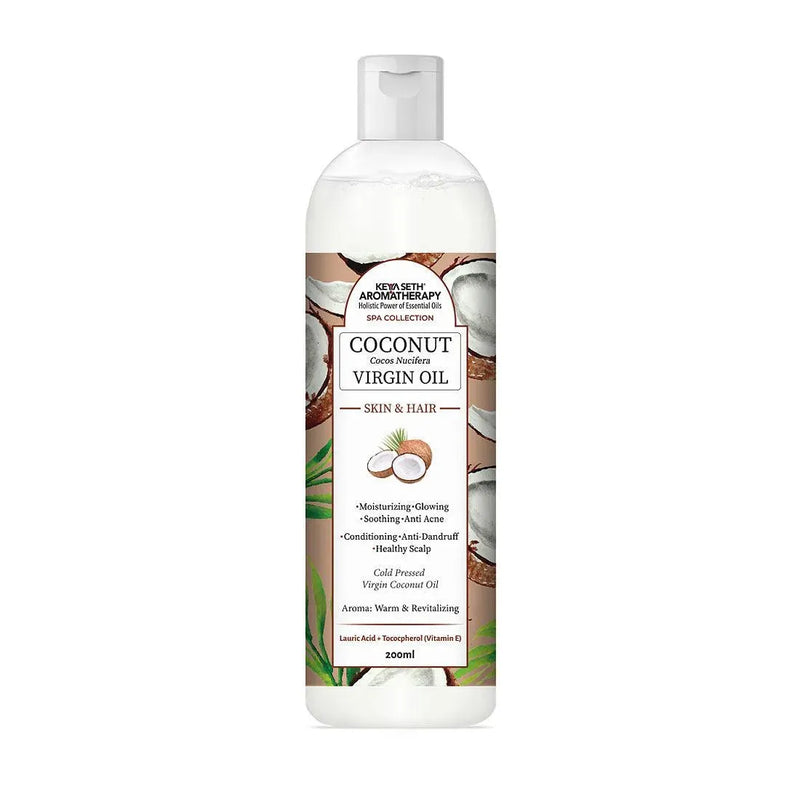 Free Virgin Coconut Oil, Skin & Hair, Cold Pressed, Moisturizing, Glowing, Soothing Nourishment Anti Dandruff, Rich in Lauric Acid & Vitamin E - Keya Seth Aromatherapy