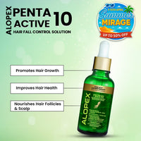 Alopex Penta Active 10, Solution for New Hair Growth & Hair Fall Control, Enriched with Korean Red Ginseng, Biotin & Vitamin E (Clinically Proven) - Keya Seth Aromatherapy
