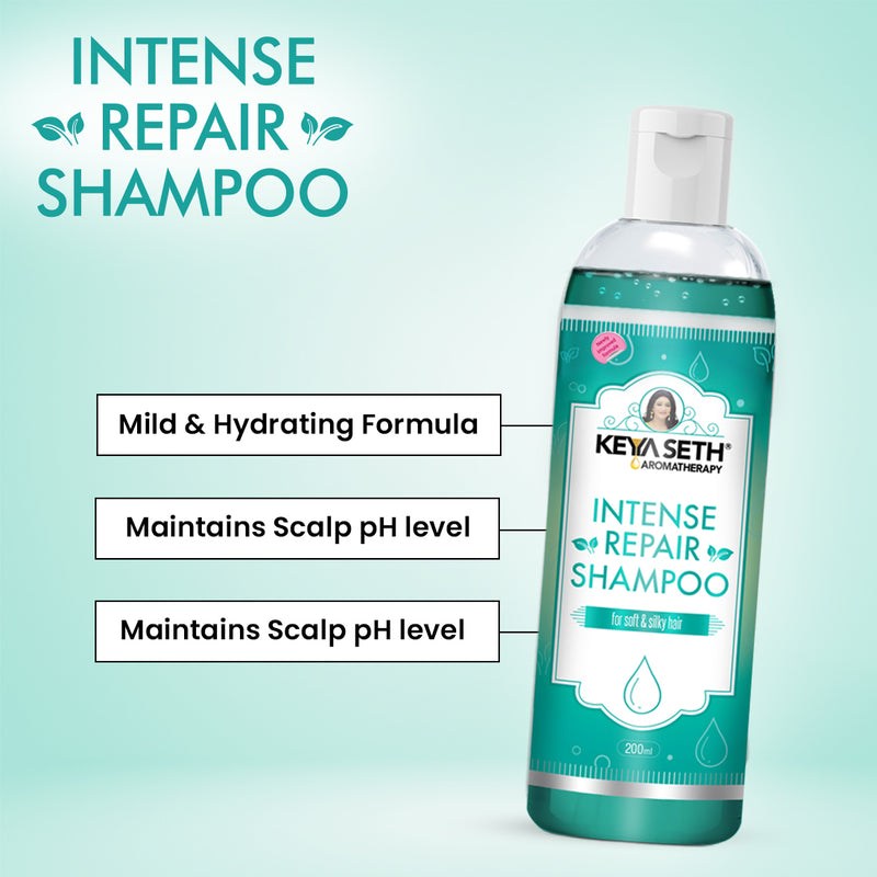 Intense Repair Shampoo for Dry Damaged Hair- Softens, Nourishes & Strengthens Hair with Pro -Vitamin B5 & Geranium Oil - Keya Seth Aromatherapy