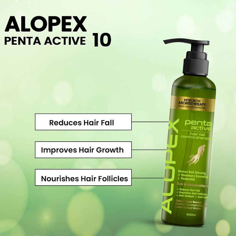 Alopex Penta Active Hair Fall Control Shampoo with Biotin & Pro-Vitamin B5- Promotes New Hair Growth & Reduces Hair Loss, For Men & Women - Keya Seth Aromatherapy