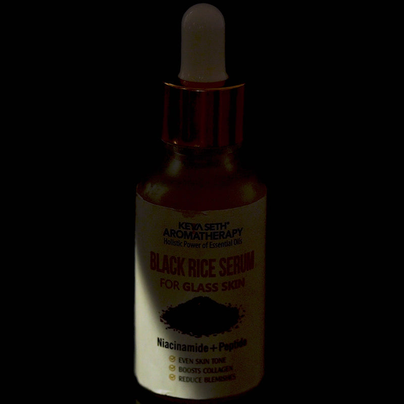 Black Rice Serum for Clear Glass Skin with Black Rice, Niacinamide & Peptide Reduces Blemishes, Boost Collagen & Even Complexion for Men/Women 30ml - Keya Seth Aromatherapy