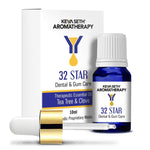 32 Star-Dental & Gum Solution, Toothache, Gum Swelling, Infection, Breath Refresher Natural Therapeutic Essential Oil Blend Tea Tree & Clove 10ml