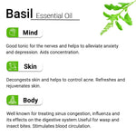 Basil Essential Oil, Therapeutic, Pure & Natural, Holy Basil (Tulsi) Spiritual Concentration, Headache, Digestive & Antiseptic 10ml