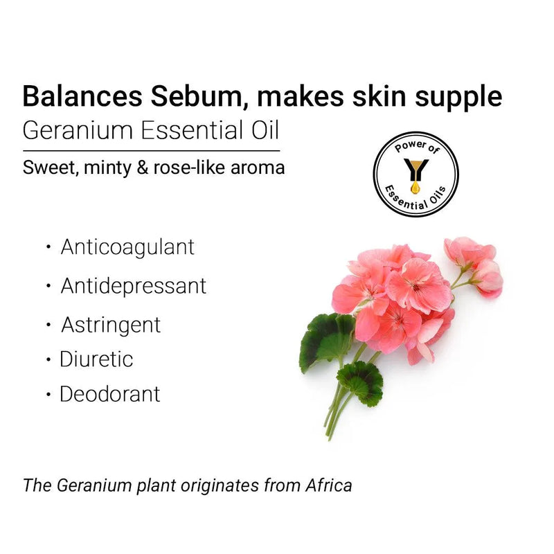 Geranium Essential Oil, Therapeutic, Pure & Natural, Balances Sebum, Increases Collagen & Blood Flow, Breast Toner & Regulates Hormone 10ml, Essential Oil, Keya Seth Aromatherapy