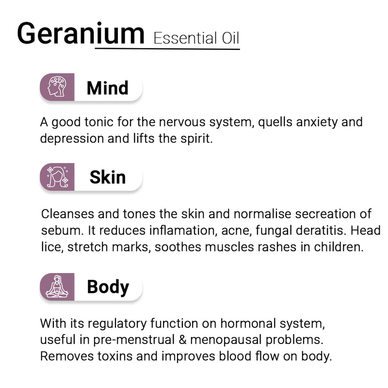 जेरेनियम आवश्यक तेल, उपचारात्मक, शुद्ध और प्राकृतिक, सीबम को संतुलित करता है, कोलेजन और रक्त प्रवाह को बढ़ाता है, स्तन टोनर और हार्मोन को नियंत्रित करता है 10 मि.ली.