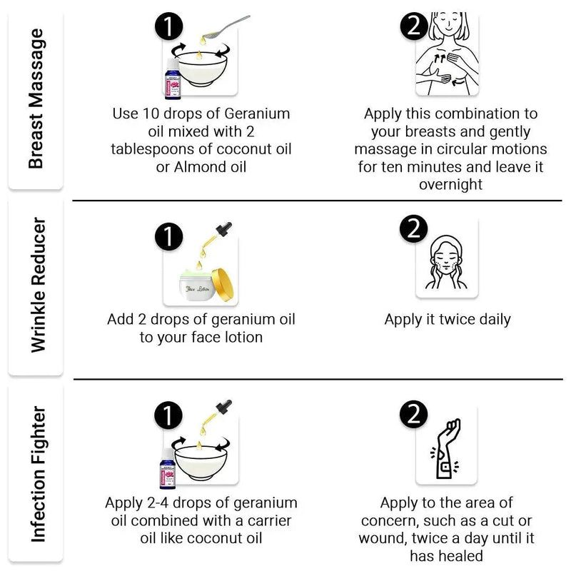 Geranium Essential Oil, Therapeutic, Pure & Natural, Balances Sebum, Increases Collagen & Blood Flow, Breast Toner & Regulates Hormone 10ml, Essential Oil, Keya Seth Aromatherapy