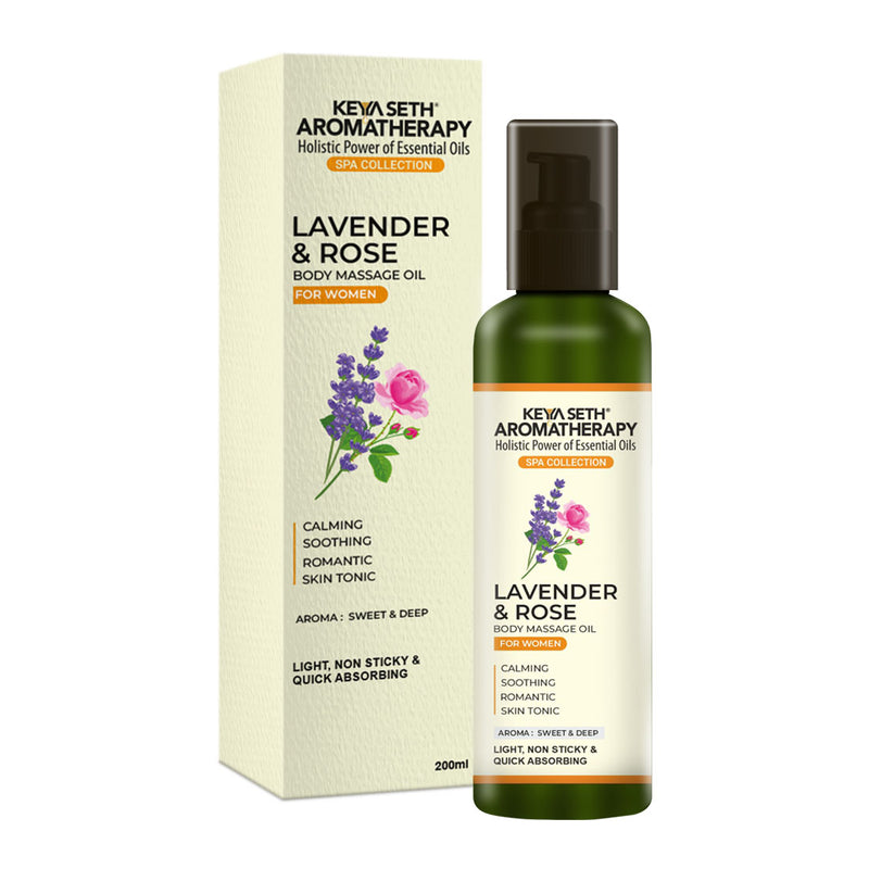 Lavender & Rose Body Massage Oil, for Women Calming, Soothing, Romantic,Skin Tonic with Sweet & Deep Aroma
