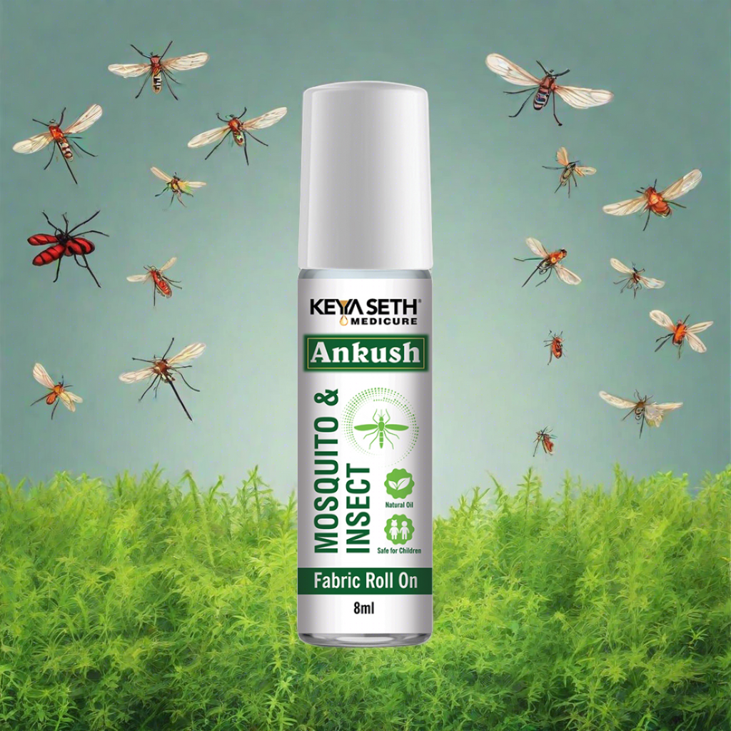 Ankush Mosquito & Insect Fabric Roll On with Citronella, Lemongrass & Eucalyptus Oil Non-Toxic & No DEET Formula - Safe for Baby, Aroma Medicure, Keya Seth Aromatherapy