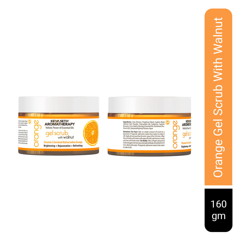 Orange Gel Scrub, Vitamin C Enriched, Walnut Shell, Natural Exfoliation, Removes Dead Cells, Brightening, Rejuvenating, Refreshing, Soothing & Detox
