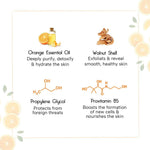 Orange Gel Scrub, Vitamin C Enriched, Walnut Shell, Natural Exfoliation, Removes Dead Cells, Brightening, Rejuvenating, Refreshing, Soothing & Detox