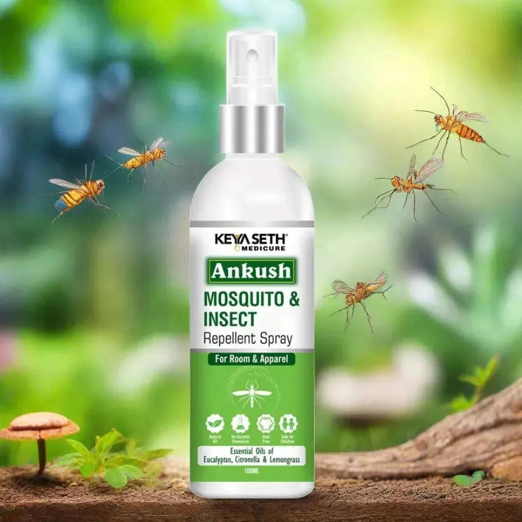 Ankush Mosquito & Insect Repellent Spray for Room & Apparel with Citronella, Lemongrass & Eucalyptus Oil Non-Toxic & No DEET Formula -Safe for kids