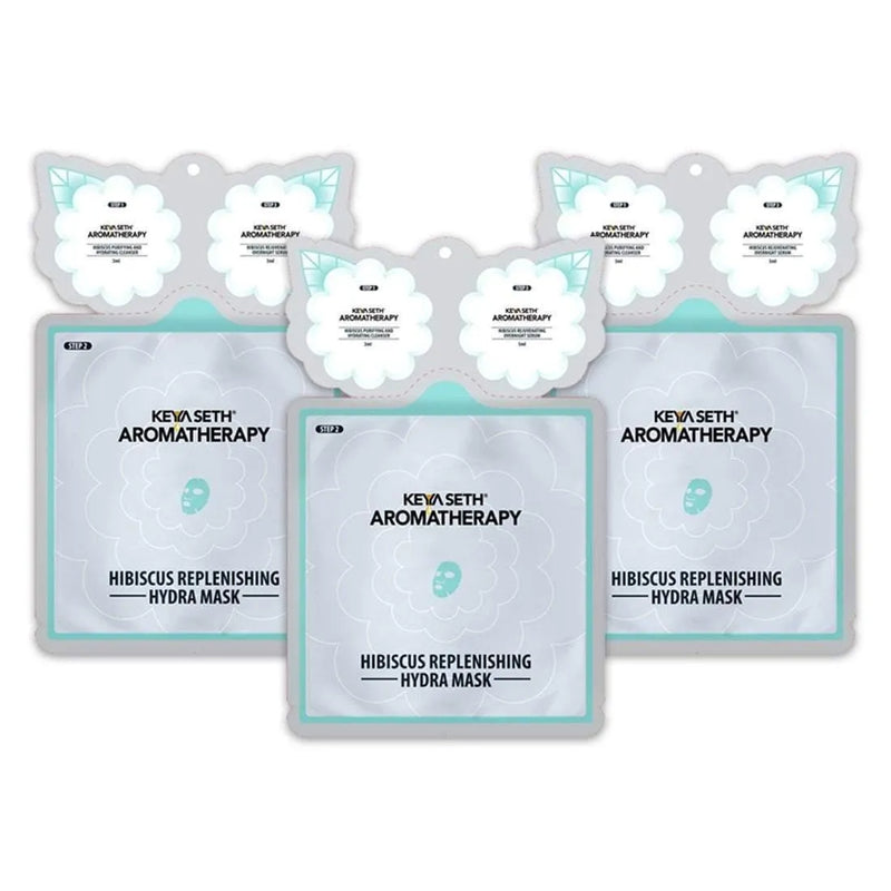 Free Hibiscus Replenishing Hydra 3-In-1 Facial Sheet Mask, Cleanser + Mask + Overnight Serum, Enriched with Hyaluronic Acid & Vitamin E - Keya Seth Aromatherapy