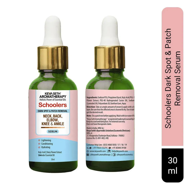 Schoolers Dark Spot & Patch Removal Serum for Neck, Back, Elbow, Knee, Ankle Lightening, Conditioning, Hydrating with Kojic Acid, Lavender Oil