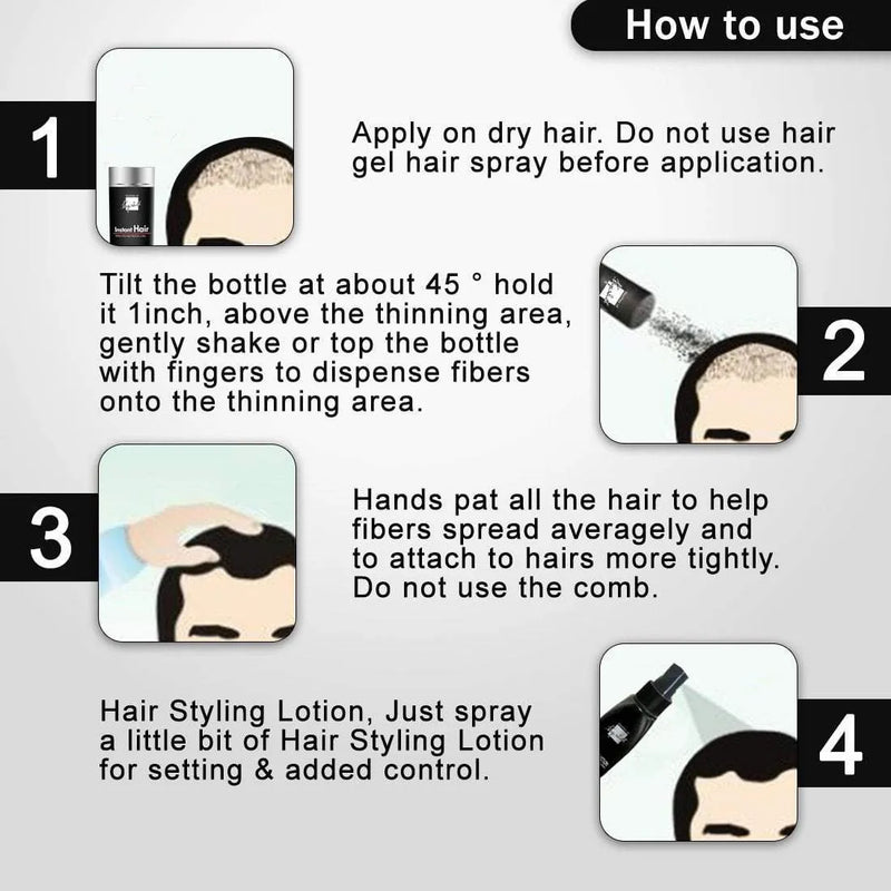 Instant Hair-Hair Building Fibers & Hair Styling Lotion for Studio Styling & Setting Combo Pack