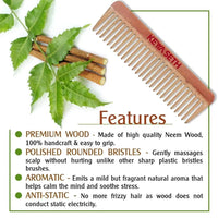 Neem Wooden Comb Wide Tooth for Hair Growth for Men & Women All Purpose Large Size Perfect Hair Setter. - Keya Seth Aromatherapy