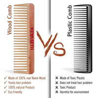 Neem Wooden Comb Wide Tooth for Hair Growth for Men & Women All Purpose Large Size Perfect Hair Setter. - Keya Seth Aromatherapy